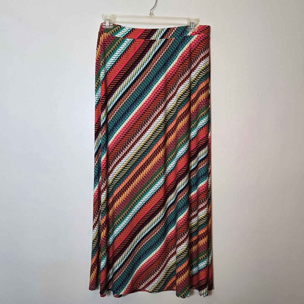 EST. 1946 Womens L NWT Multicolor‎ Geometric Diagonal Stripe Maxi Skirt Stretch